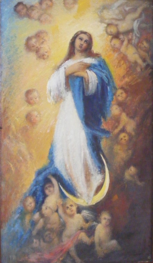 "Wniebowzięcie NMP" - obraz ks. M. Dubiela na suficie kościoła w Cieślinie.