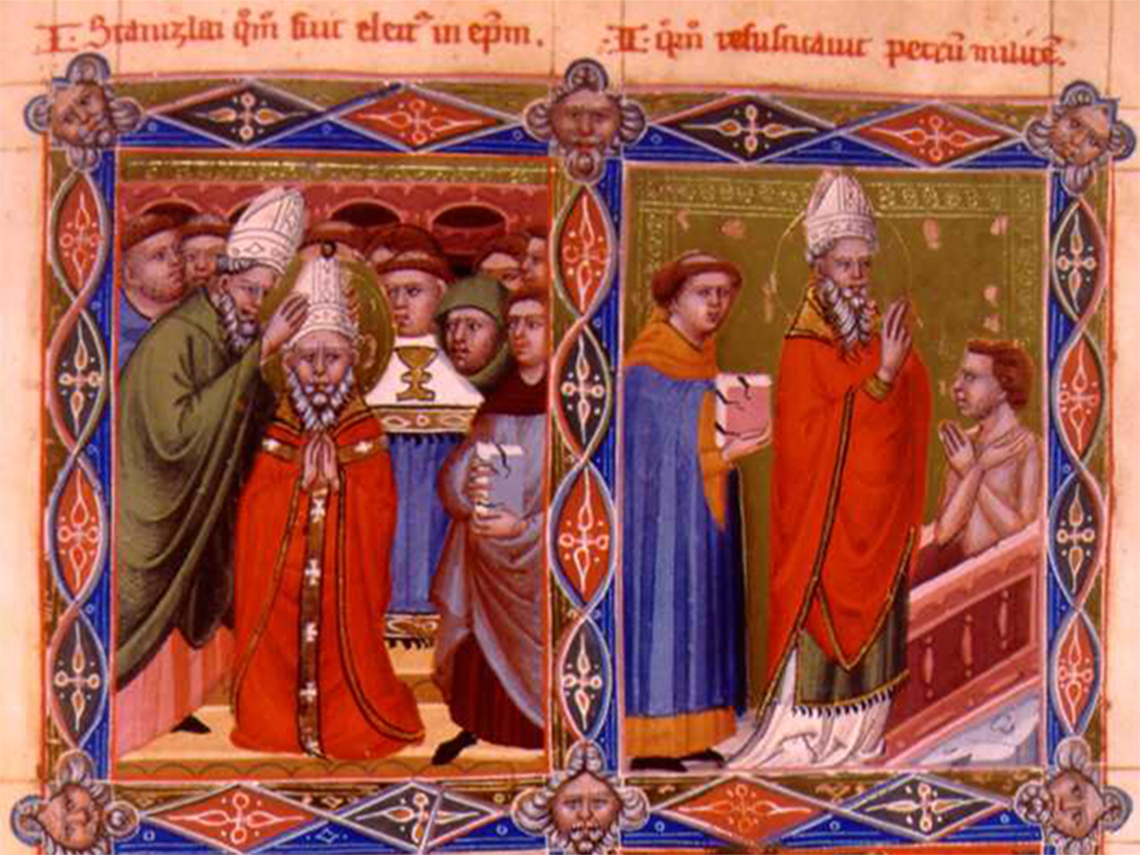 „Święty Stanisław ze Szczepanowa" (obraz legendarnego króla Węgier Anjou (XIV wiek) (fragment)