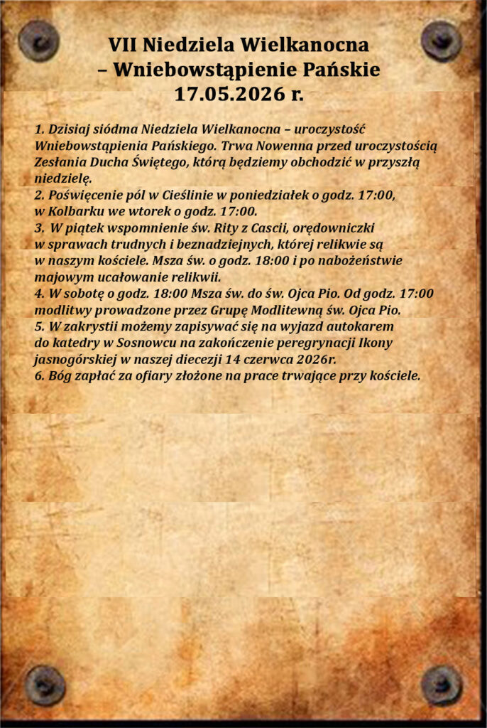 Ogłoszenia Parafialne 17.05.2026 r.