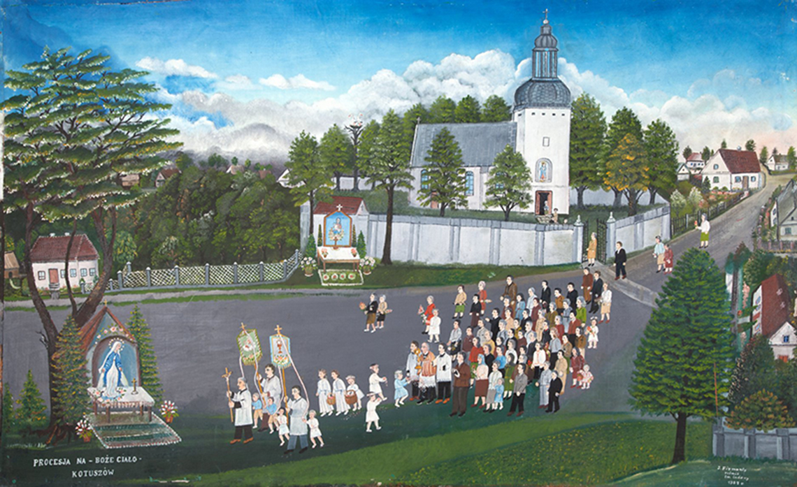 Józef Firmanty „Procesja na Boże Ciało Kotuszów" (obraz Muzeum Narodowe Kielce) Józef Firmanty „Procesja na Boże Ciało Kotuszów" (obraz Muzeum Narodowe Kielce)